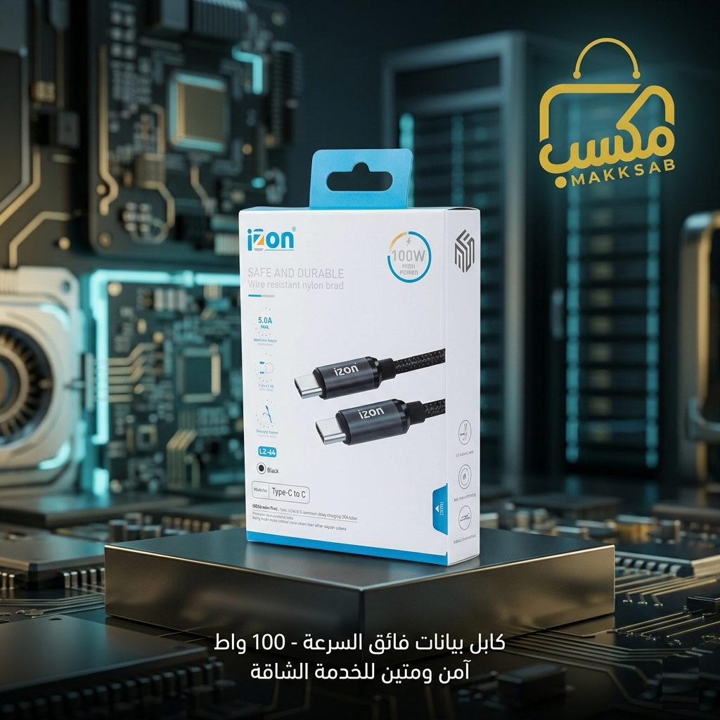 كيبل 100W شحن وبيانات تايب سي - تايب سي عالي السرعة LZ-44