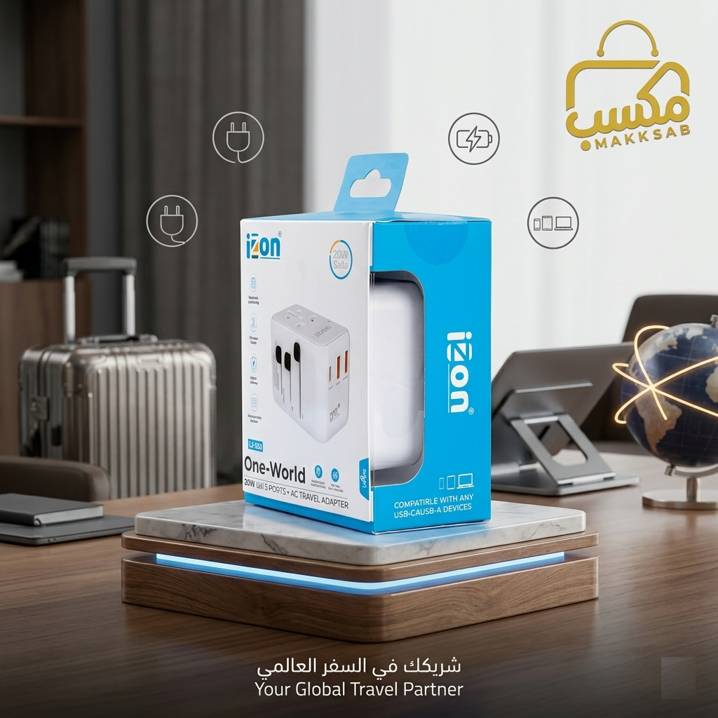محول سفر تيار متردد 20W تقنية GAN  ثلاثة منافذ LZ-302